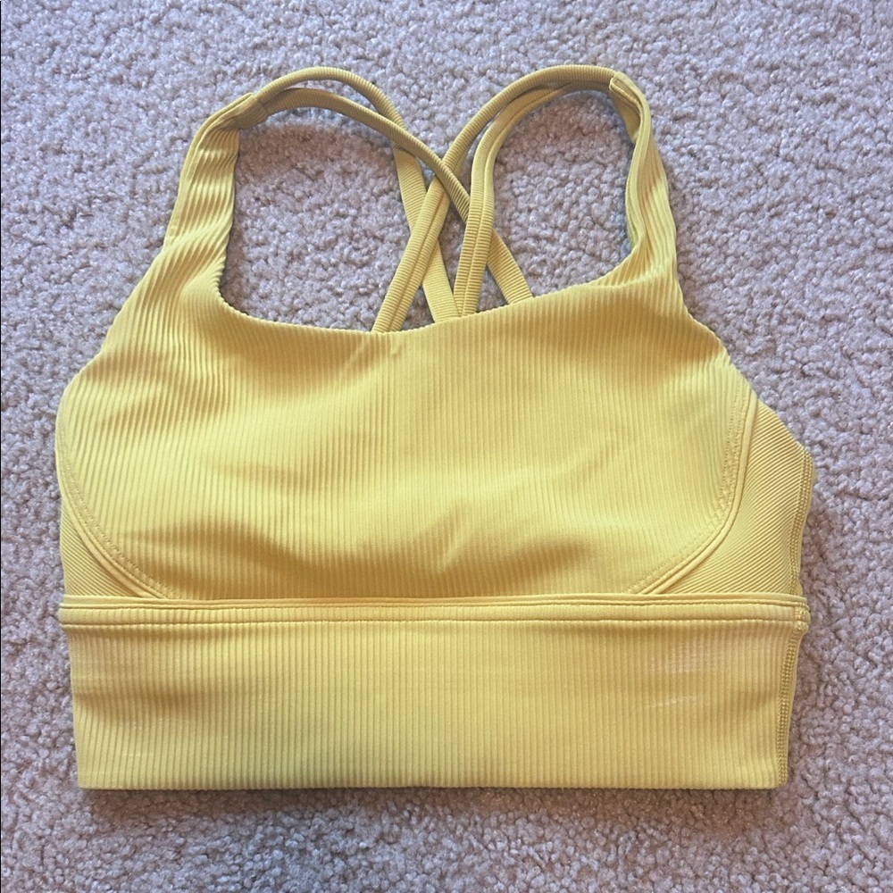 lululemon athletica Yellow Ribbed Strappy Sports Bra